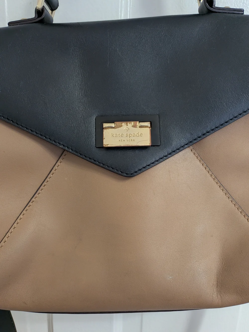 kate spade Black and Tan Two-Tone Top-Handle Satchel